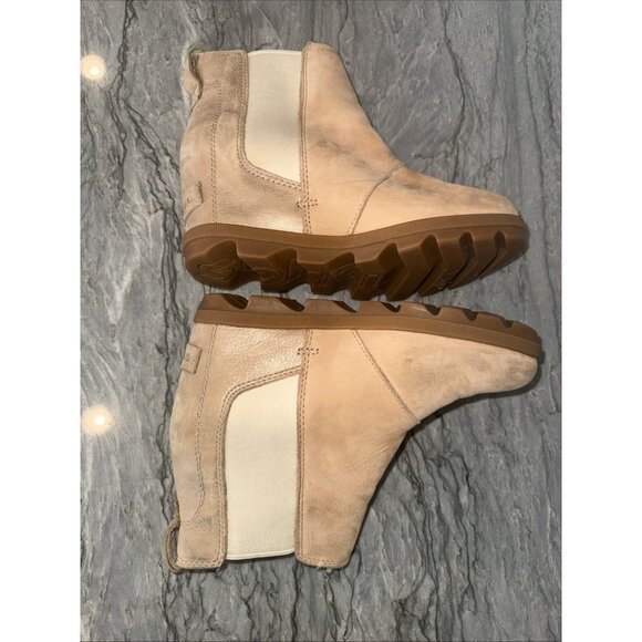 Sorel Joan of the Arctic Chelsea Wedge Heel Lined Boots Booties Beige Womens 6.5 - Picture 5 of 7